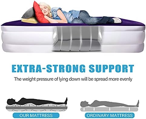 Colchão de ar de chillsun queen com bomba embutida - melhor cama inflável de luxo inflável de luxo de luxo de cama de sopro