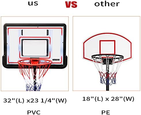 Pexmor 5'-7 'Altura ajustável Portátil de argola de basquete, sistema de basquete para jovens adolescentes, externo