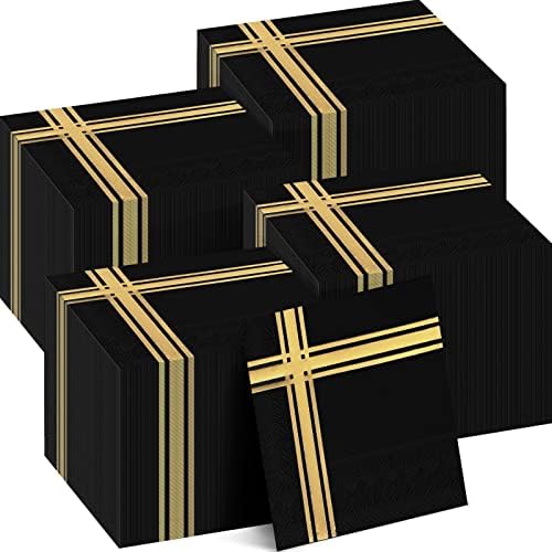 400 PCs guardanapos de ouro 3 guardanapos de coquetel dobrado 5 x 5 polegadas de bar guardanapos de papel alumínio dourado