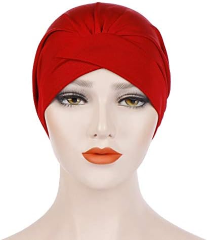 Beanie Cap Twist Women Twist Nó plataforma plissada Headwrap para mulheres envolve os chapéus de gorro muçulmano folgado para