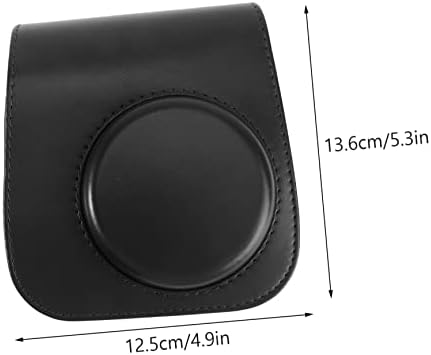 Solustre Instant Strap Black Câmera Câmera de couro elegante ombro portátil Crossbody Grey-Black for Grey- Case PU Mini Fashion
