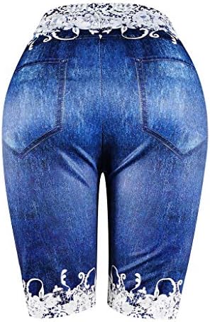 Honprad Womens calças da cintura elástica de tamanho grande camisa de girassol de jeans jeans jean jeggings calças shorts