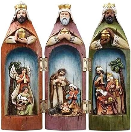 LIBOOI TRÊS MENINOS Sábios Conjunto de Natividade, 3pcs Conjuntos de natividade para o Natal Indoor, três reis esculpidos