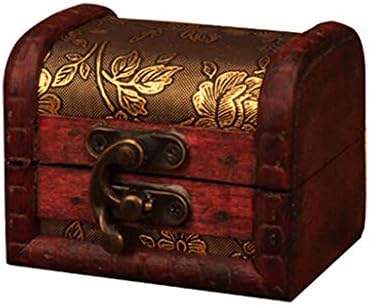Dbylxmn para armazenar a caixa de pérolas de joias artesanais Vintage com mini -metal de metal de madeira de madeira