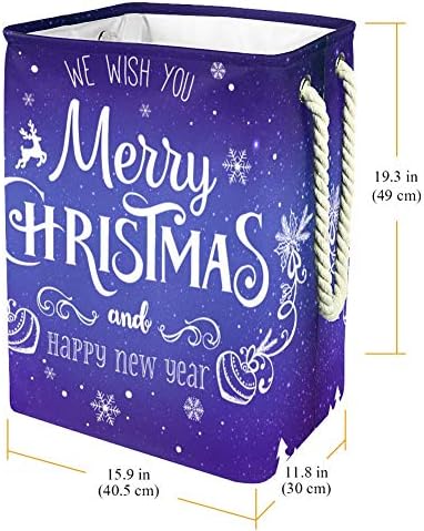 Paisagem de Natal Indomer com Flakes de Neve estrelas Luz 300d Oxford PVC Roupas à prova d'água cesto de roupa grande