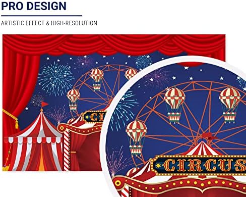 Allenjoy 8x6ft Red Circus Tent de carnaval noturno cenário com tema para crianças fogos de artifício Fireworks Roda de