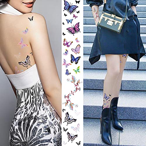 30 lençóis tatuagens temporárias para mulheres adultos 3d Borboletas sexy Tattoo adesivos impermeabilizados de arte
