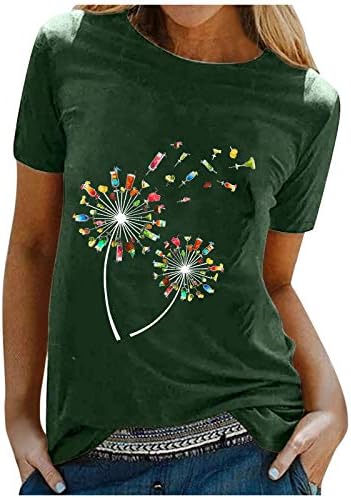 Tops de-pescoço de mangas curtas soltas Blusa casual de impressão de letra de impressão de camiseta feminina Blusa feminina camisa