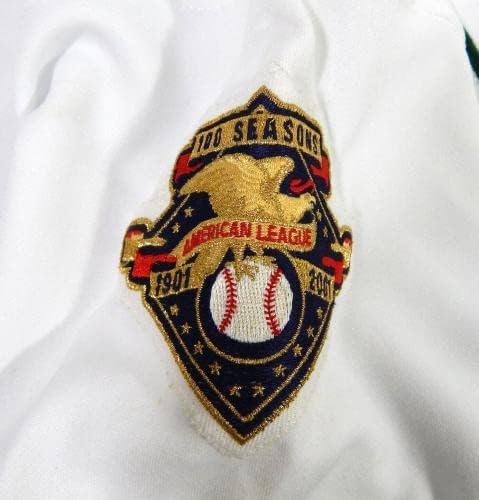 2001 Tampa Bay Devil Rays Mike Judd #50 Jogo emitiu White Jersey 100 Temporada P 5 - Jogo usado MLB Jerseys