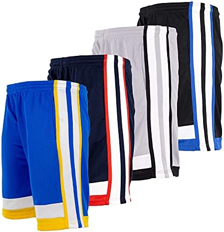 Shorts de basquete longo de alta energia para homens, 4 pacote, esportes, fitness e exercício, desempenho atlético