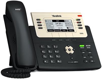 Yealink SIP-T27G IP Telefone, 6 linhas. Exibição gráfica de 3,66 polegadas. USB 2.0, Gigabit Ethernet de dupla porta, 802.3af Poe, adaptador de energia não incluído