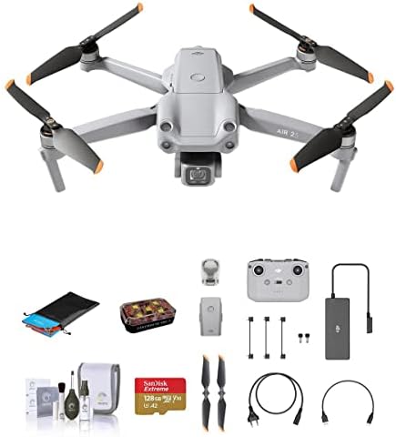 DJI AIR 2S 4K Drone Fly More Combo Bundle com Strob LED branco, cartão microSD de 128 GB, plataforma de pouso, kit de limpeza