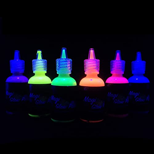 [6 garrafas, 1 oz. Cada] tinta corporal brilho Blacklight Blacklight Reativo Neon Fluorescent Paint - Seguro para