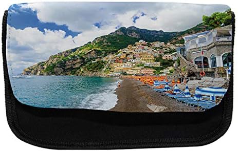 Caixa de lápis da costa amalfitulada lunarable, areias mediterrâneas, bolsa de lápis de caneta com zíper duplo, 8,5 x
