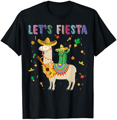 Vamos Fiesta Sombrero Llamas Cactus mexicano Cinco de Mayo T-shirt