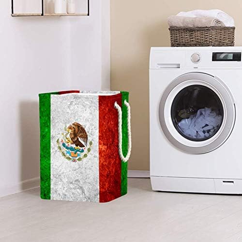 Bandeira da bandeira mexicana de tizorax em vintage oxford pano dobring lavanderry cesto de pó de pó de cesta de armazenamento