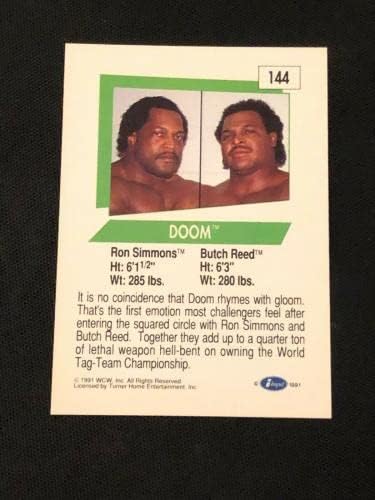 Ron Simmons e Butch Reed Doom 1991 Impel WCW Wrestling Signed Autographed Card - Cartões de faculdade autografados