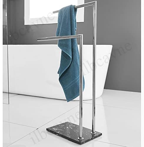 WXXGY Rack de toalha em pé, suporte de toalheiro de piso com base ponderada, toalha dupla aço inoxidável/preto