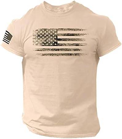 Camisetas para as mangas curtas masculinas Muscle Fitness Tops American Flag Print Gym Bodybuilding Training Sport Tee camisetas