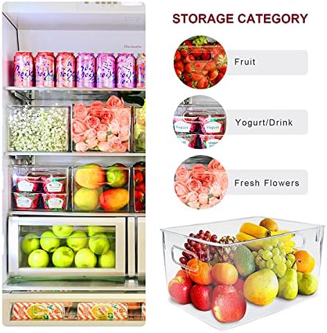 VAISOZ 2PCS Storage Organizer Bins, Pantry Organization and Storage, Libe de organizador de geladeira com alças embutidas para freezer, cozinha, despensa, armário