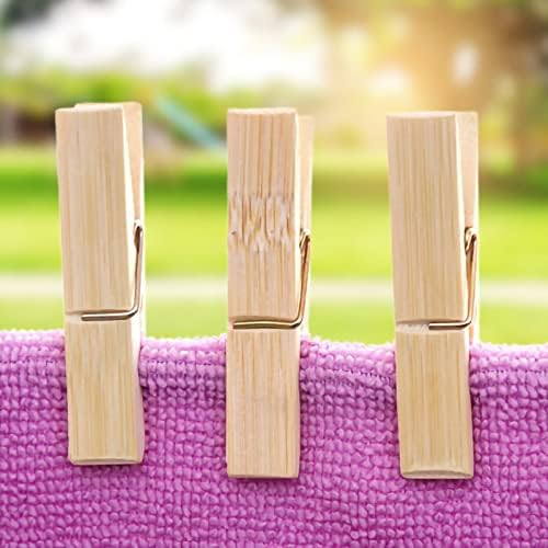 PEGs de roupas, 20pcs Bamboo Chanestins com clipes de roupas à prova de vento para lavagem de linhas de artesanato