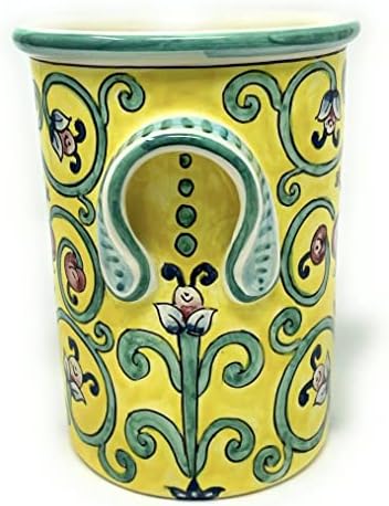 Ceramiche d'Arte parrini- utensílio de cerâmica italiano garrafa de vinho pintada à mão feita na Itália Decorada Lily