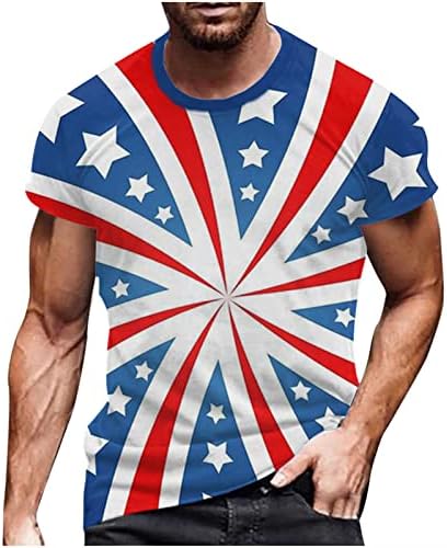Camisas de bandeira americana lcepcy para homens 2023 Crew Summer Neck de manga curta camisetas gráficas de quatro de julho, camisetas patrióticas