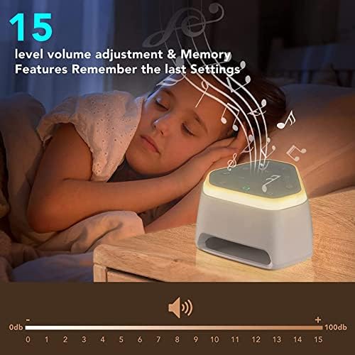 Máquina de som multifuncional com 26 sons de soneca, máquina de ruído branco, níveis de 15 volumes, função de memória, máquinas de som, luz de fundo, lembrete de voz, temporizador de sono, para adultos crianças bebê