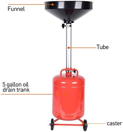 AAIN AO5 5 galões de óleo portátil Dreno de levantamento, dreno de óleo de aço, dreno de óleo de desperdício de altura ajustável