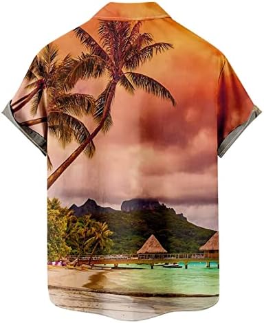 Camisas havaianas para homens de manga curta Casual Camisas florais tropicais de ajuste relaxado Button Down Tops Holida