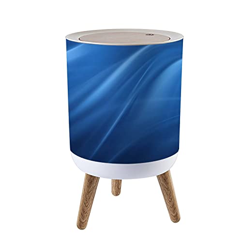 Pequena lata de lixo com tampa azul liso de 7 litros de lixo redondo lata de elasticidade Tampa da tampa da tampa da tampa do escritório de banheiro de cozinha 1.8 galões