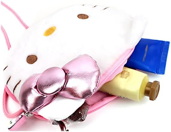 Hello Kitty White Face fofo pequeno crossbody redond saco de ombro com fita rosa para crianças meninas