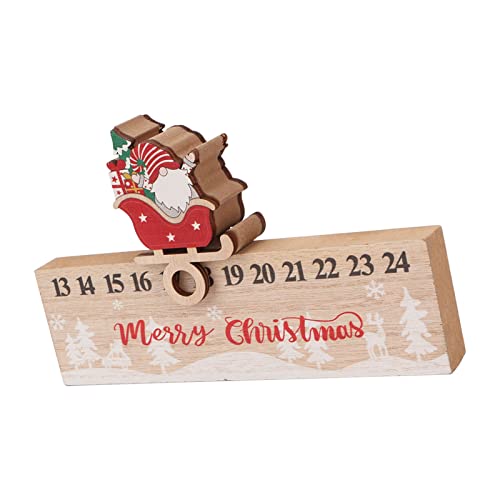 Calendário de contagem regressiva de mesa de Natal, calendário de contagem regressiva de madeira da moda para o ornamento de