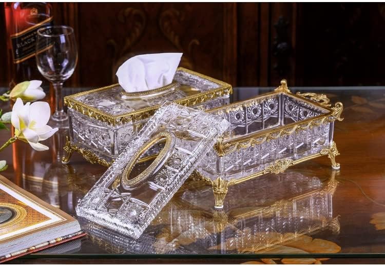 BBSJ Crystal Glass Tissue Box Sala de estar para casa da mesa de café casa Caixa de papel da sala de jantar