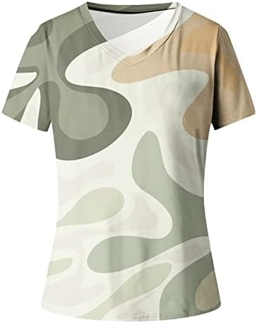 Túdos de túnica de manga de trompete na moda para mulheres com tumores de 3/4 de manga V camisa sólida camisa sólida camisetas