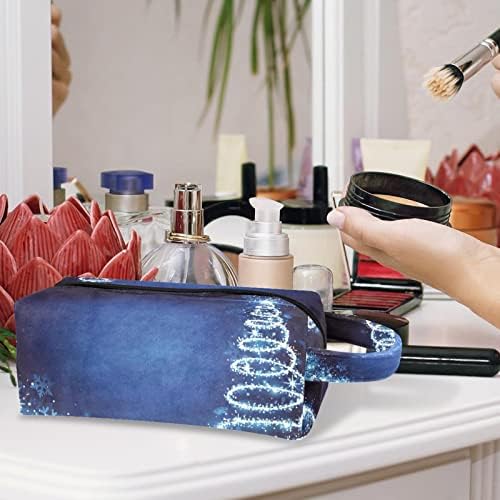 Tbouobt Gifts For Men Mulheres Bolsas de maquiagem Pombas de higiene pessoal pequenos sacos de cosméticos, Blue Christmas Tree
