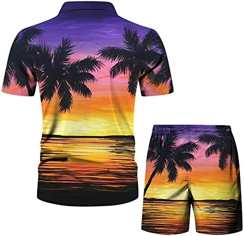 2023 Ternos de pista masculinos de grandes dimensões conjuntos havaianos de manga curta de verão e trajes de shorts de praia de