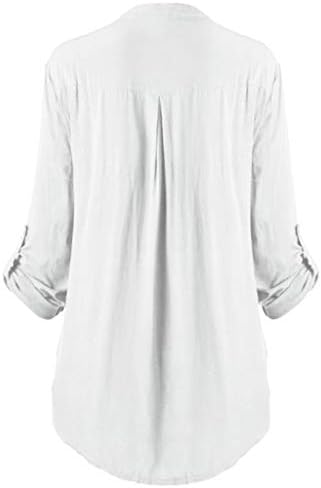 Tamanho plus for women túnica tops de renda botão de botão para baixo camisas 3/4 de manga lamada V camisa de pescoço Blusa S-5xl