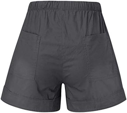 Forwelly feminino casual shorts de tamanho grande verão cintura elástica linho de linho de algodão confortável com bolsos