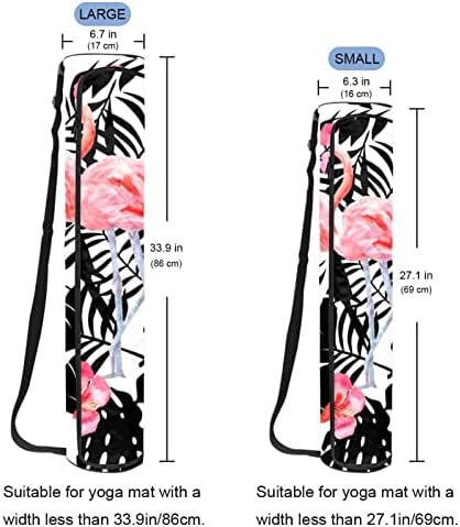 Saco de tapete de ioga, plantas tropicais de papagaios tropicais de hibisco Flamingo Exercício de ioga Mat de ioga
