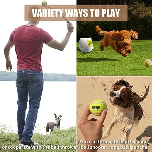 lançador de bola de cachorro automático ptlsy com 22 bolas interativas de tênis de cães Machine para cães ajustados para bolas de tênis de 2 polegadas Distância de lançamento ajustável em 4 modos brancos