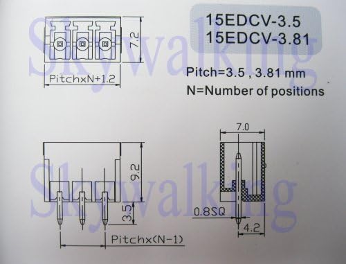10 PCS Pitch Pitch 3,5 mm 5way/pin parafuso Terminal Block Connector com pino reto de cor verde Tipo de céu em tração