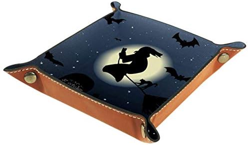 AISSO Happy Halloween Cat Magic Witch Night Moon Leather Batet Bandey Organizador de carteiras, relógios, chaves, moedas, telefones
