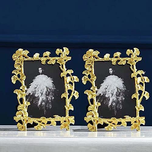 Yongyan Gold Gold 4x6 polegadas Folha de quadro Metal Photo Frame Decoração para casa para mesa, Counterspace, mesa