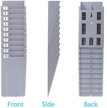 Nadamoo Cards Time Rack Rack Retor de cartão retrátil com 10 bolsos, Plástico Plástico Montado com Wall Monted Holder