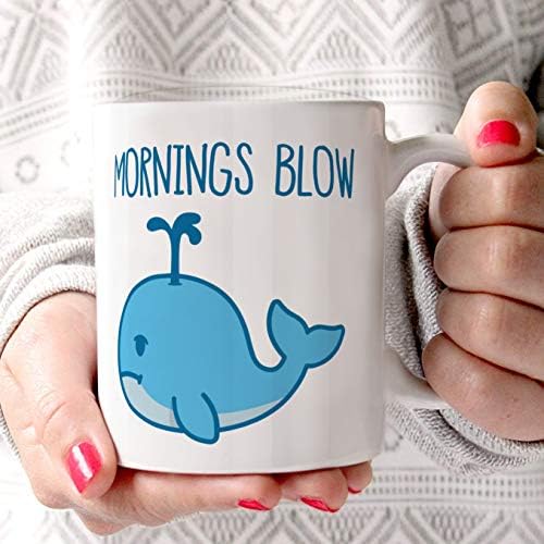 Mornings dos setters de tendência - trocadilho de baleia - não uma pessoa da manhã - 11 oz de café engraçado ou caneca de chá - perfeita para presentear ou colecionar Ltd.