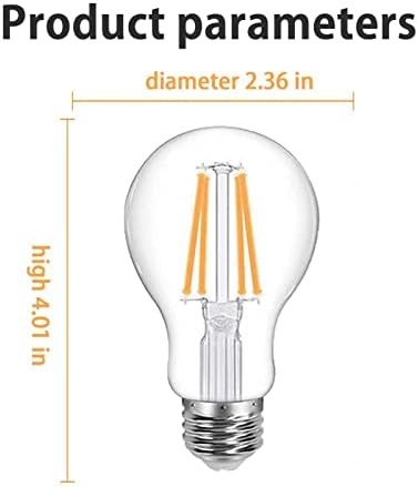 Lâmpadas de filamento de LED XIANFEI E27, lâmpadas LED, 6W 110-240V não minúmidas e clássicas de vidro transparente, 60 watts equivalentes, 6 pacote de 6