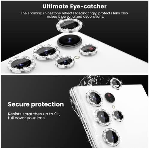 Tensea [3+2pcs] Para Samsung Galaxy S22 Protetor de lente de câmera Ultra Camera, 9H Câmera de vidro temperado Protetor