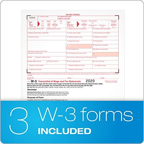 Tops W2 Forms 2020, kit de formulários fiscais para 26 funcionários, formulário de imposto W2 de 6 partes conjuntos com envelopes