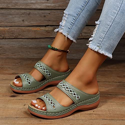 GUFESF Sandálias fofas para mulheres, slides de verão femininos Sapateiros confortáveis ​​sapatos planos de lasca ortopédica Sandálias andando sandálias